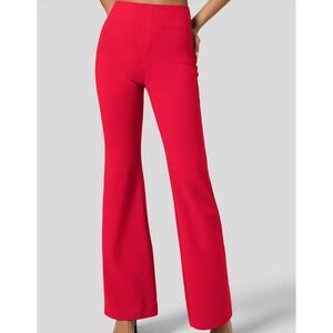 Halara Flex Pants XS Petite SculptKnit High Waisted Back Pocket Flare Work Red